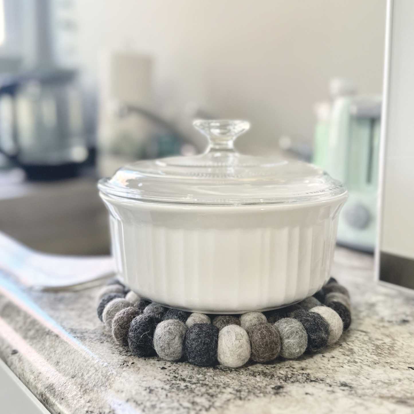 Dappled Gray Felt Ball Trivet