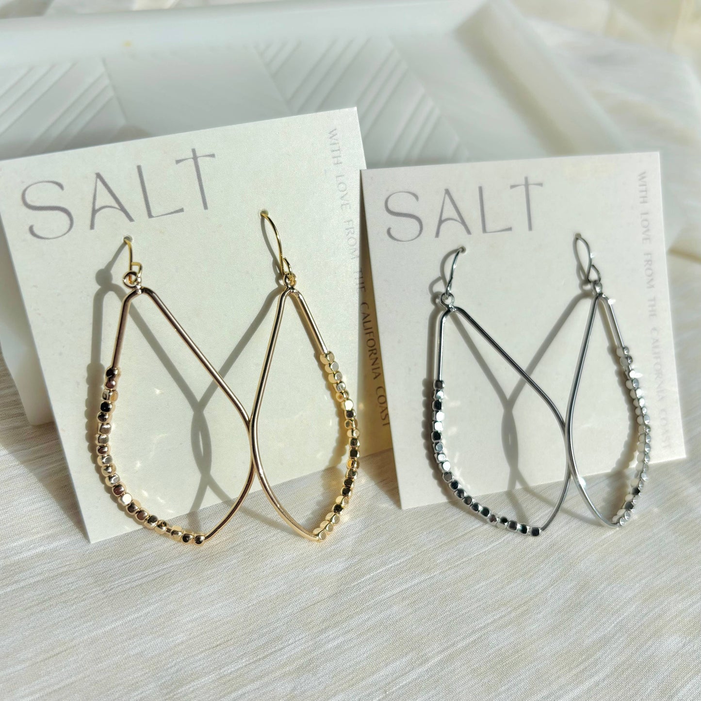 BEADED TEARDROP EARRINGS | 18k gold or platinum hook earring