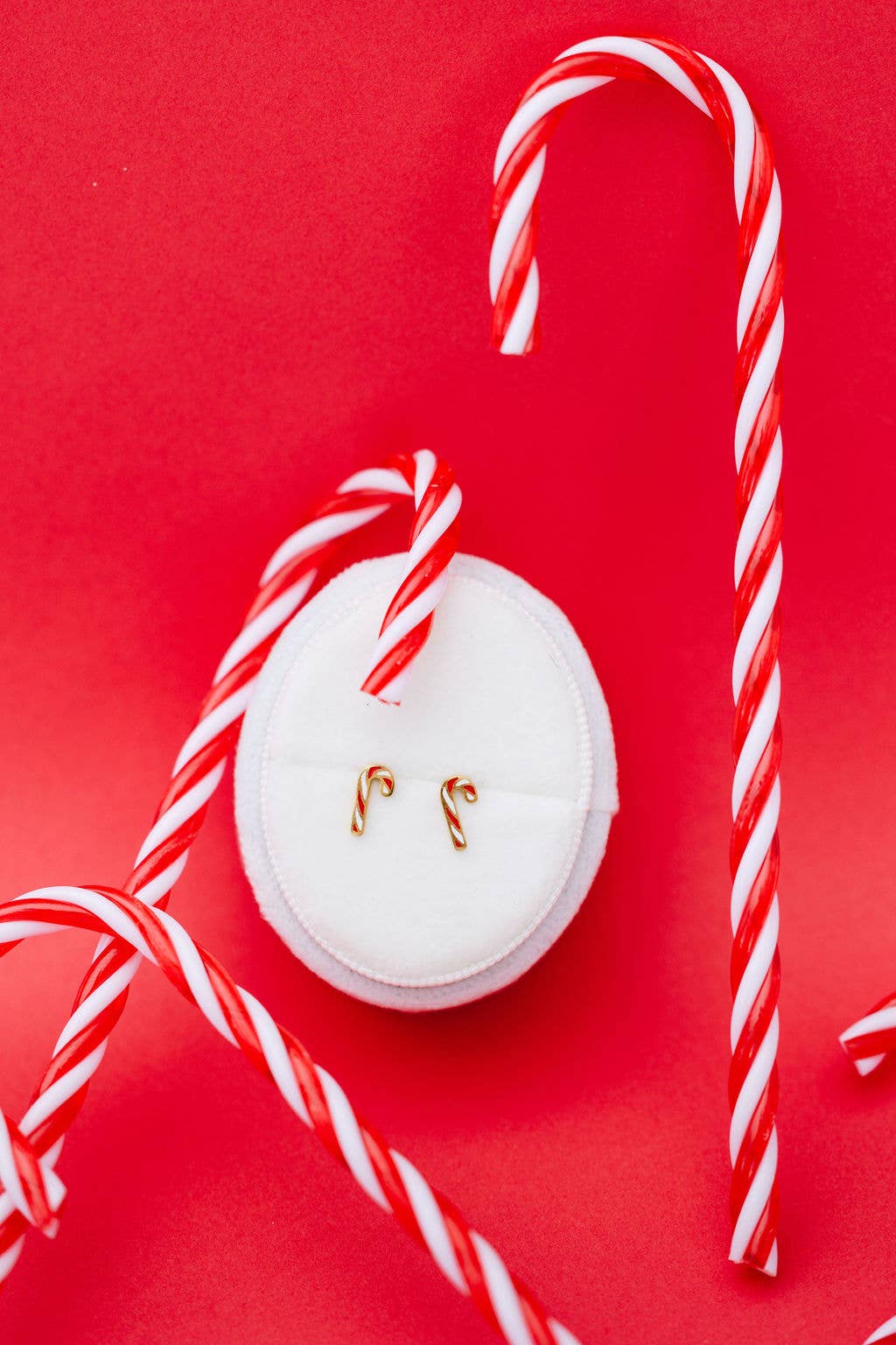 Gold Candy Cane Stud Earrings