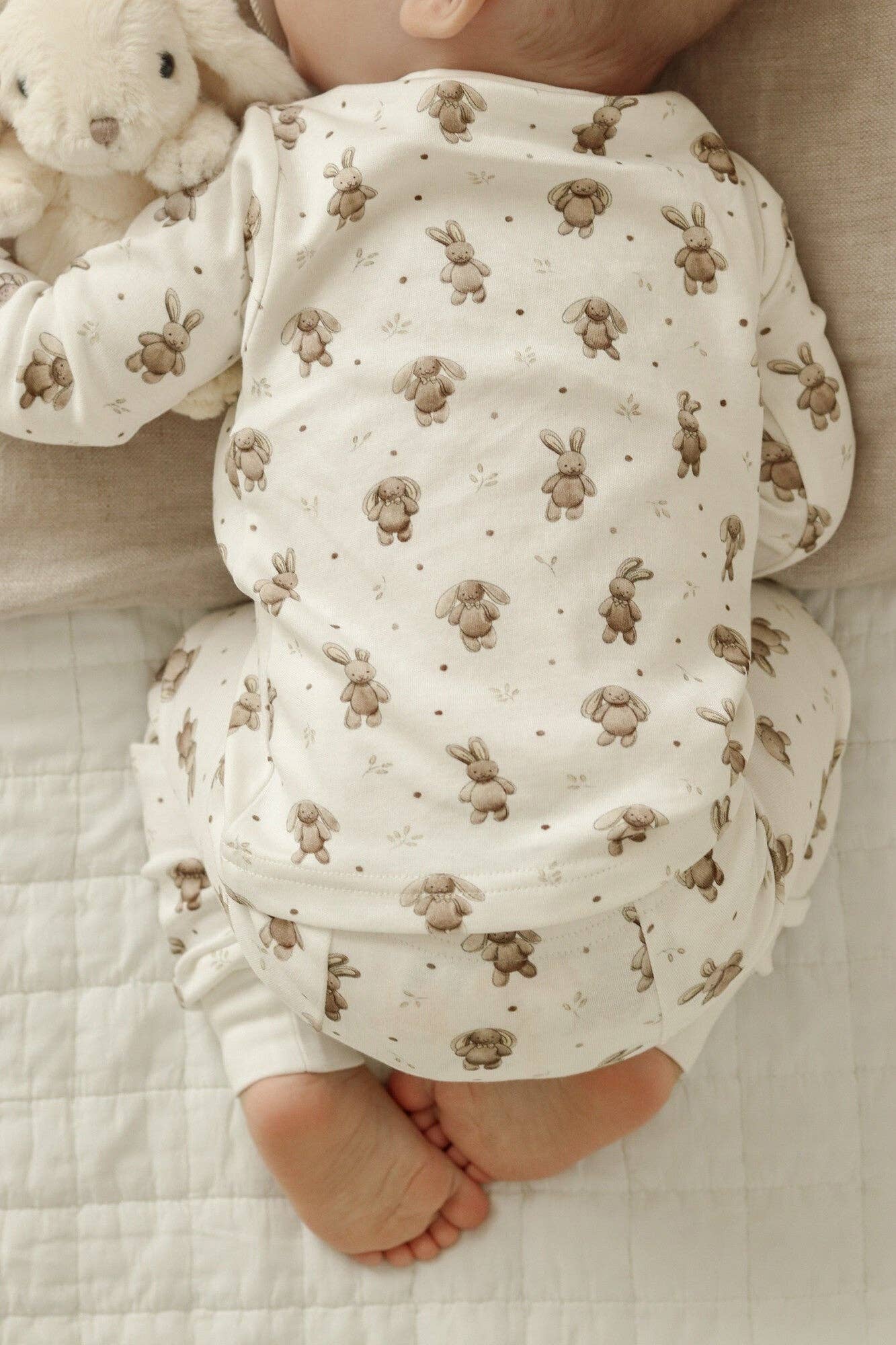 Kids' Organic L/Sleeve PJ Set in Bunny Shadow