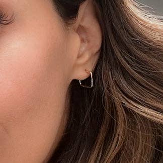 Square Hoop Stud Earrings - Hypoallergenic, Waterproof