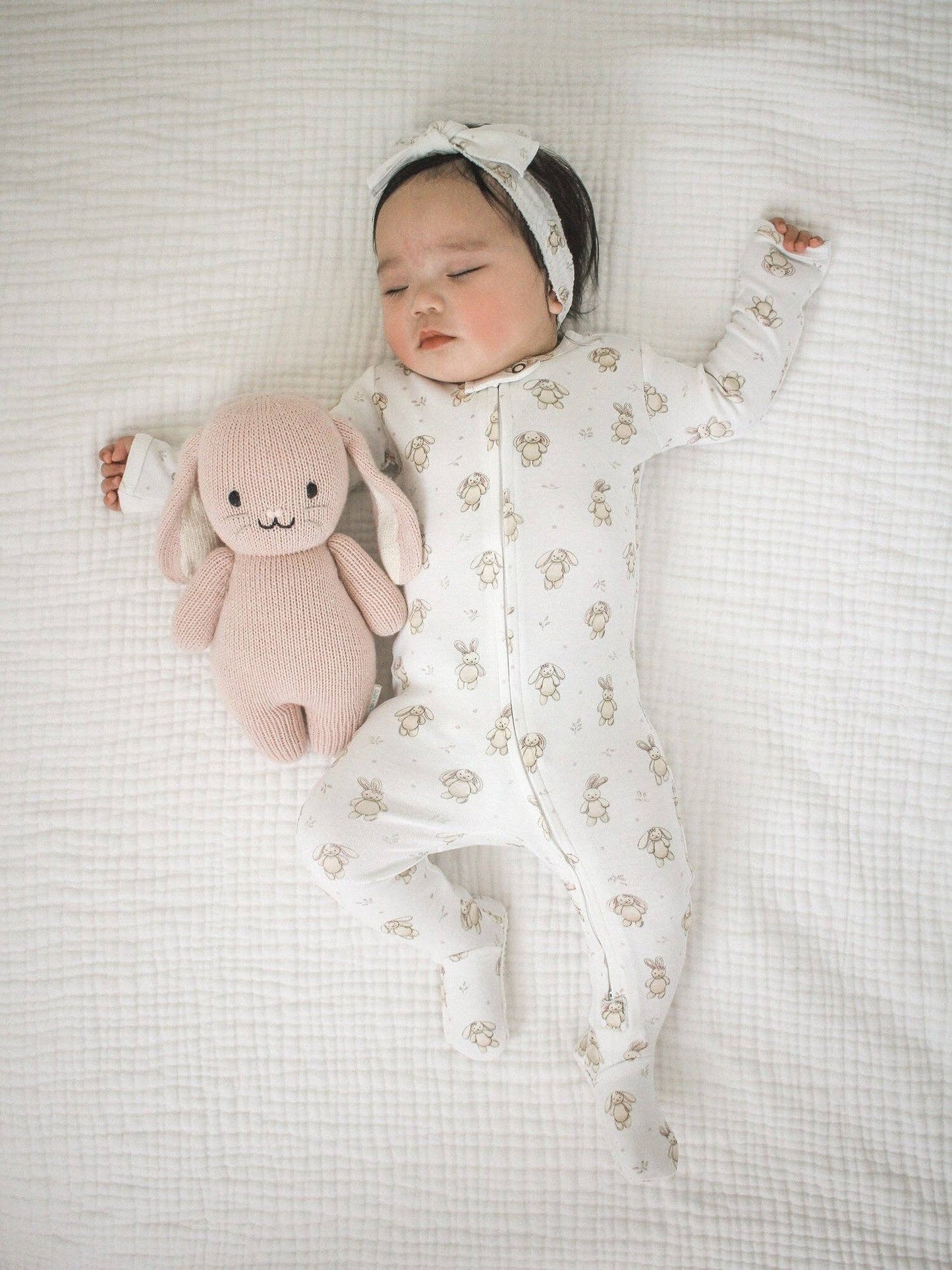Organic 2-Way Zipper Footie in Bunny Biscuit