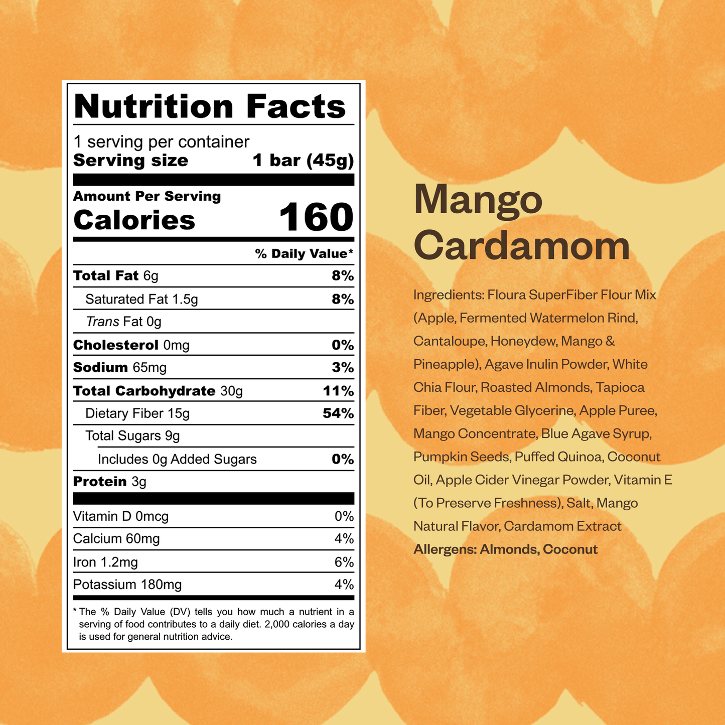 Mango Cardamom Fiber Snack Bar