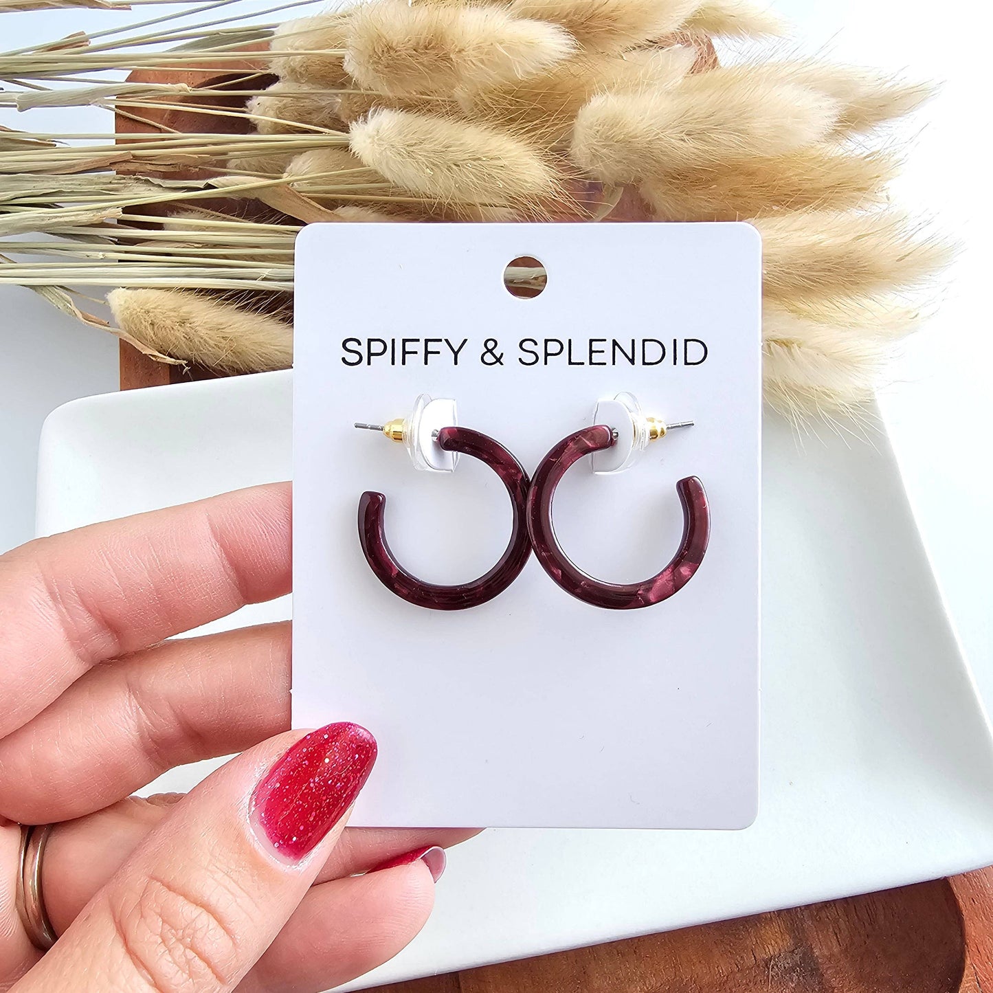 Cam Mini Hoops - Maroon // Jewelry, Earrings, Fall