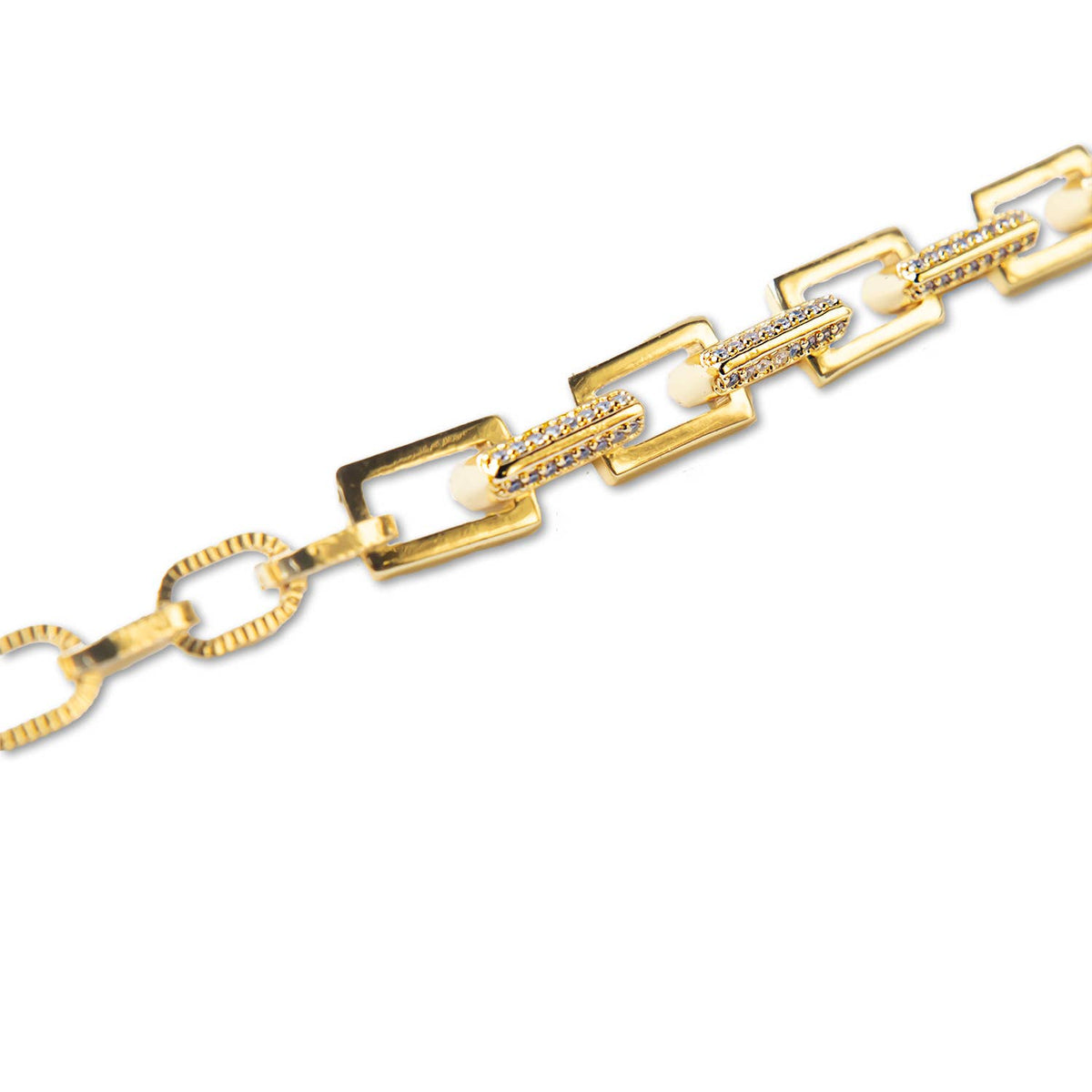 Tarnish Resistant Gold CZ Link Bracelet w/ Extender