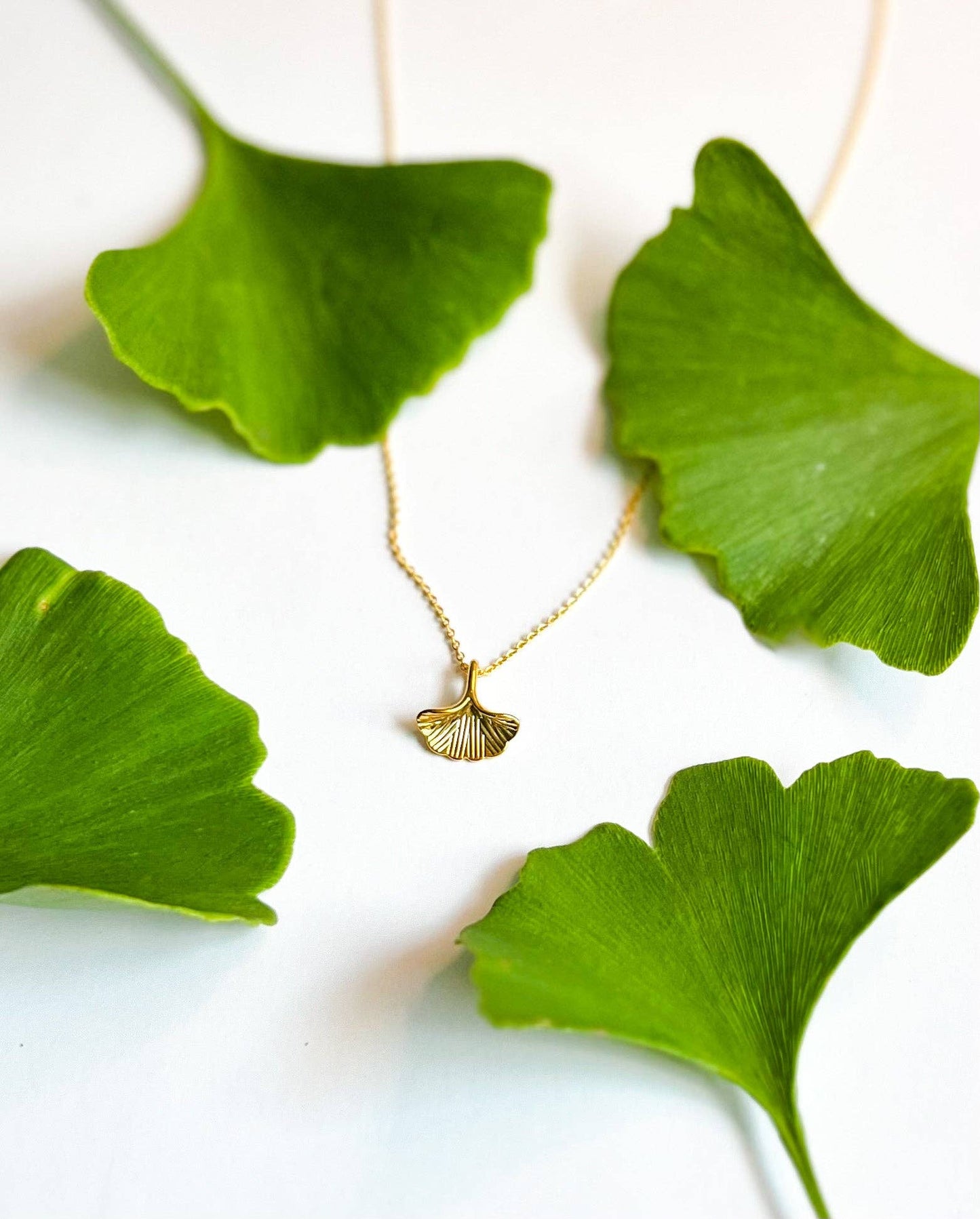 Gold Ginkgo Leaf Necklace