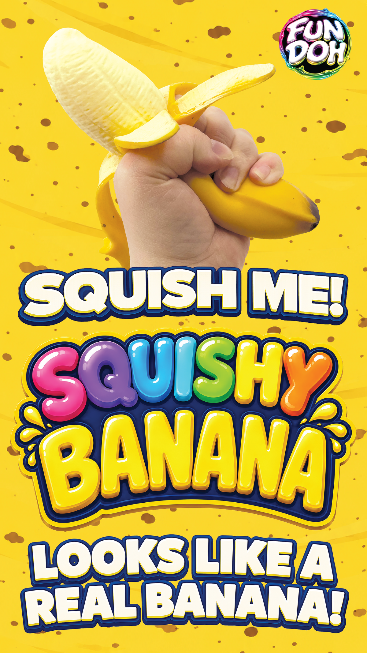 Fun Doh Squishy Banana Stress Relief Toy - 6/Display