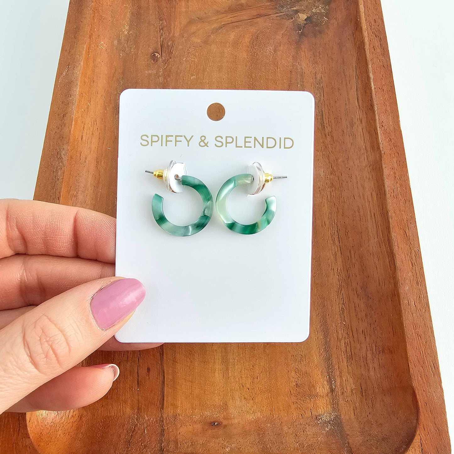Micro Cam Mini Hoops - Palm Lustre // Resort Summer Earrings