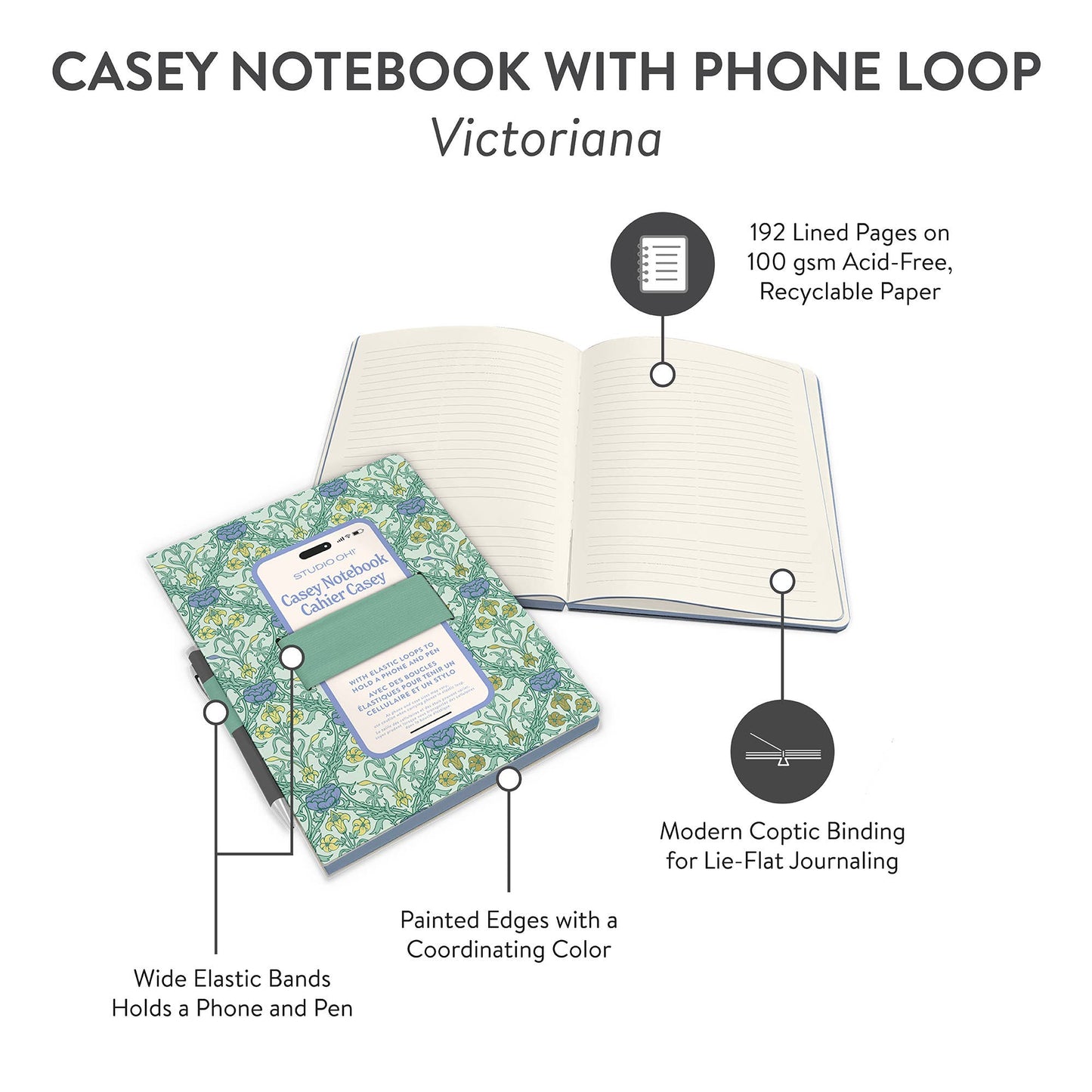 Victoriana Casey Notebook with Phone Loop