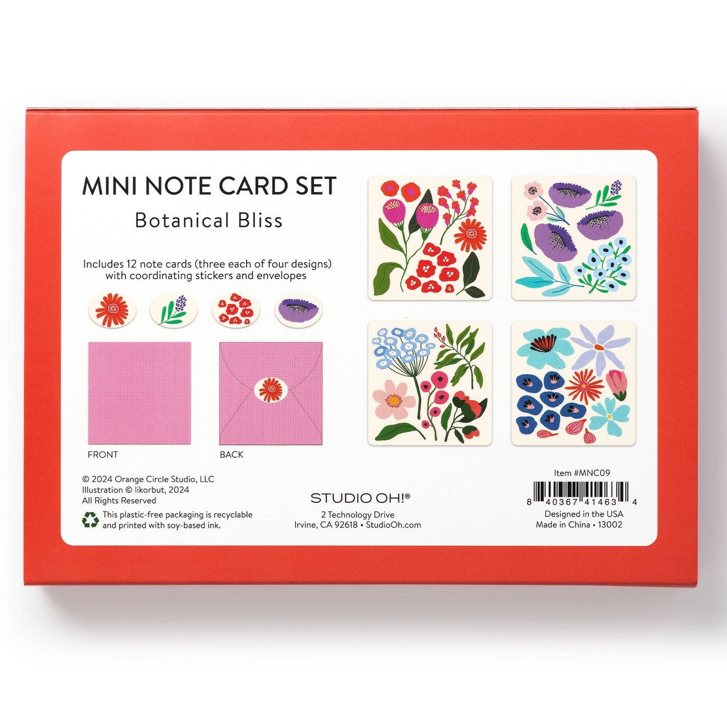 Botanical Bliss Assorted Mini Note Card Set with Stickers