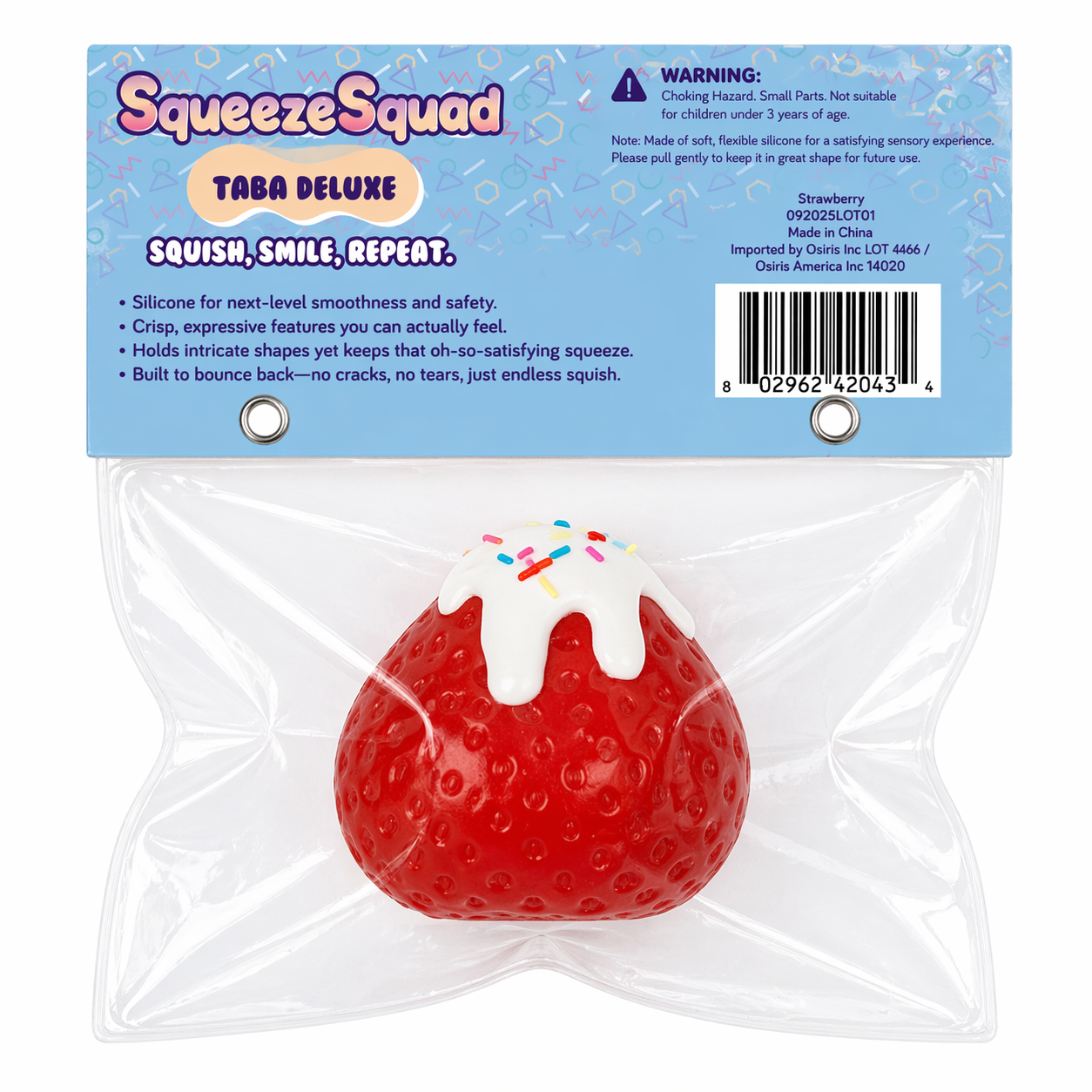 SqueezeSquad Taba Deluxe Premium Silicone Squishy Fidget Toy - Strawberry