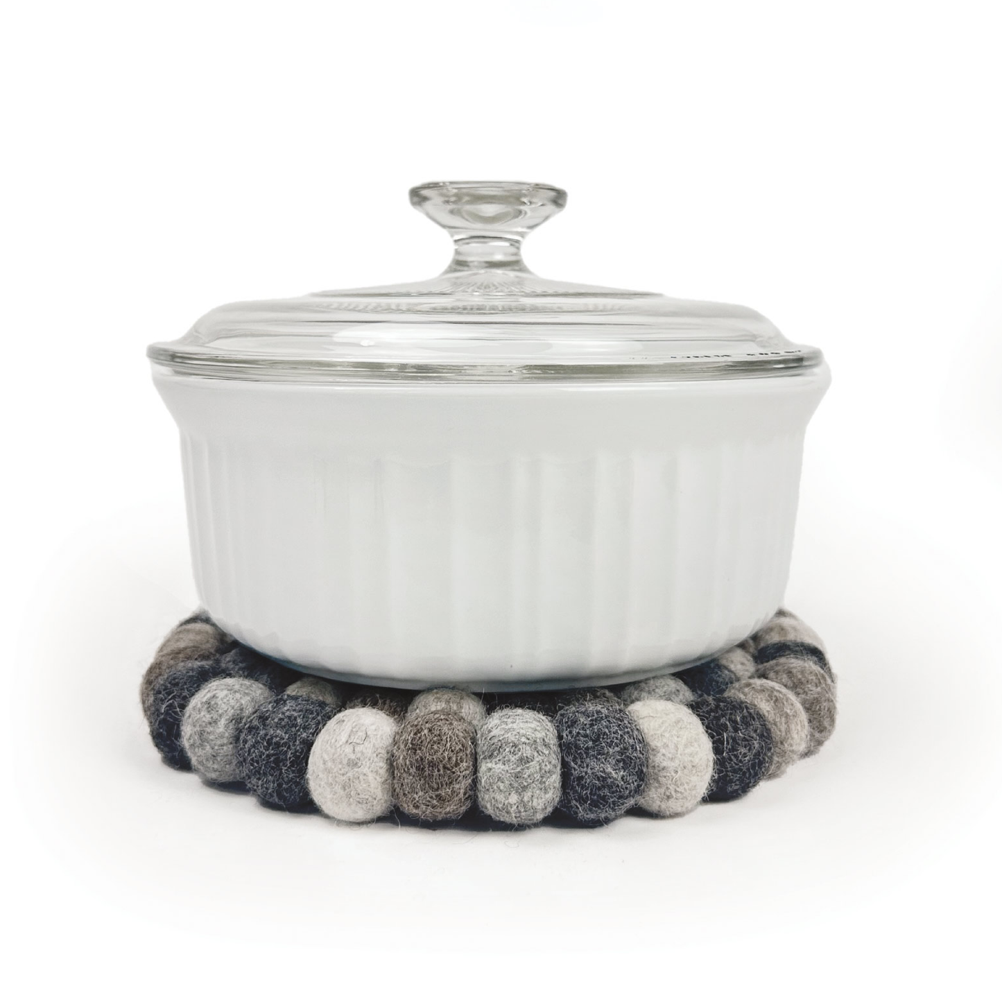 Dappled Gray Felt Ball Trivet