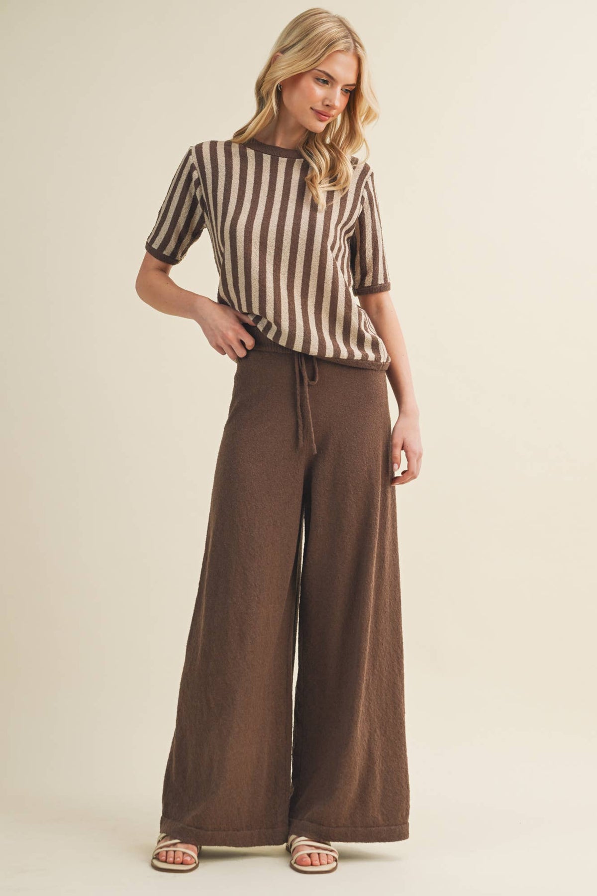 Plush Bouclé Knit Wide-Leg Trousers