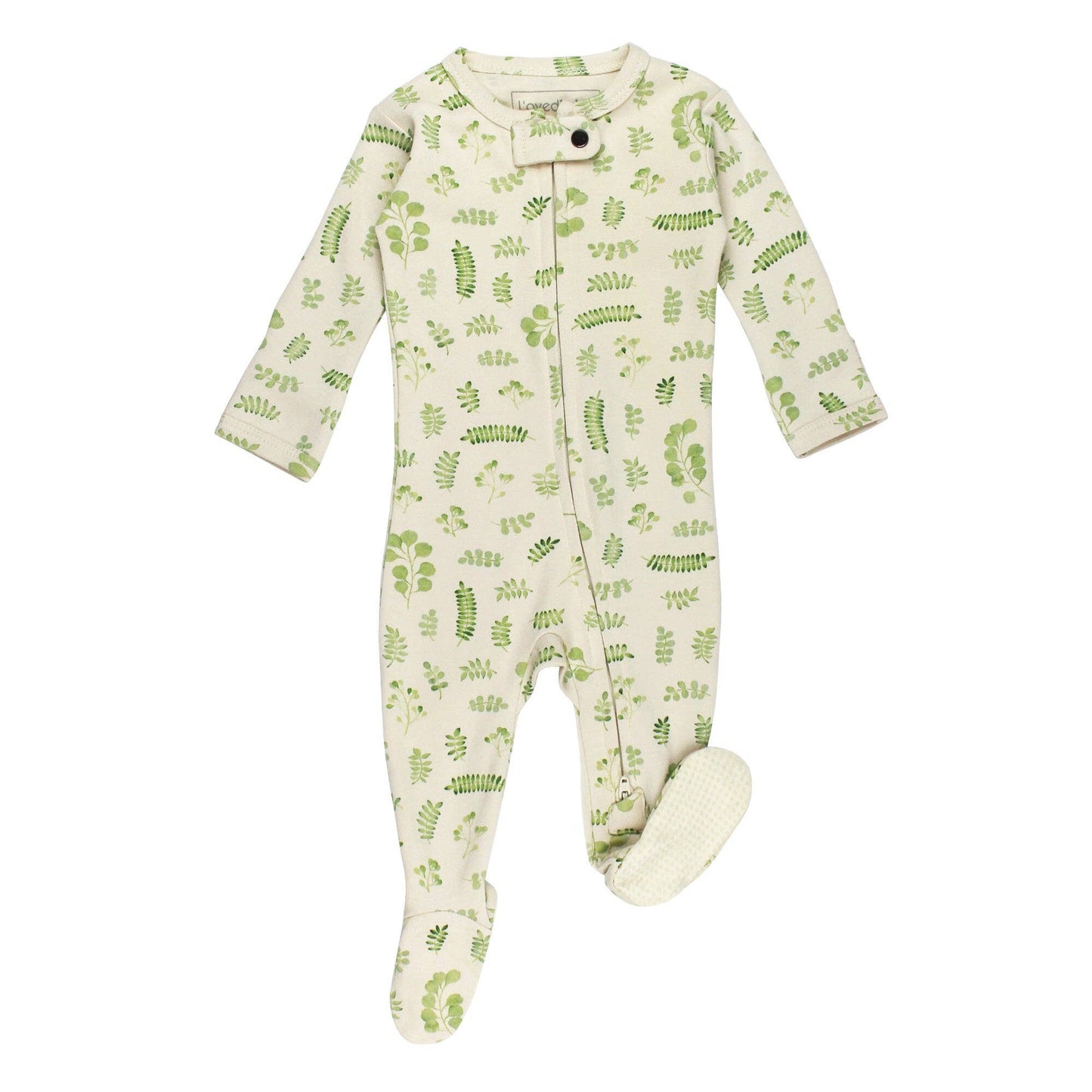 Organic 2-Way Zipper Footie in Stone Botanica