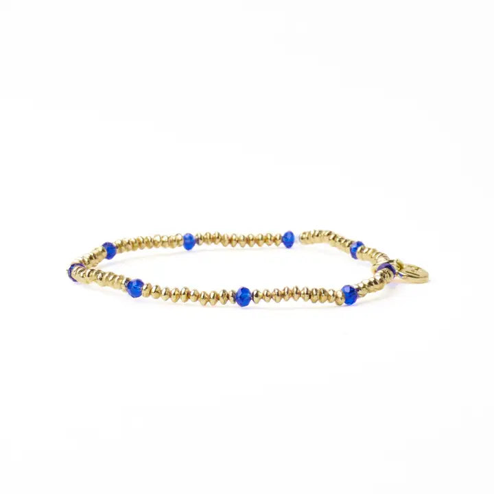 Ashley small gold brass and crystal stretch bracelet