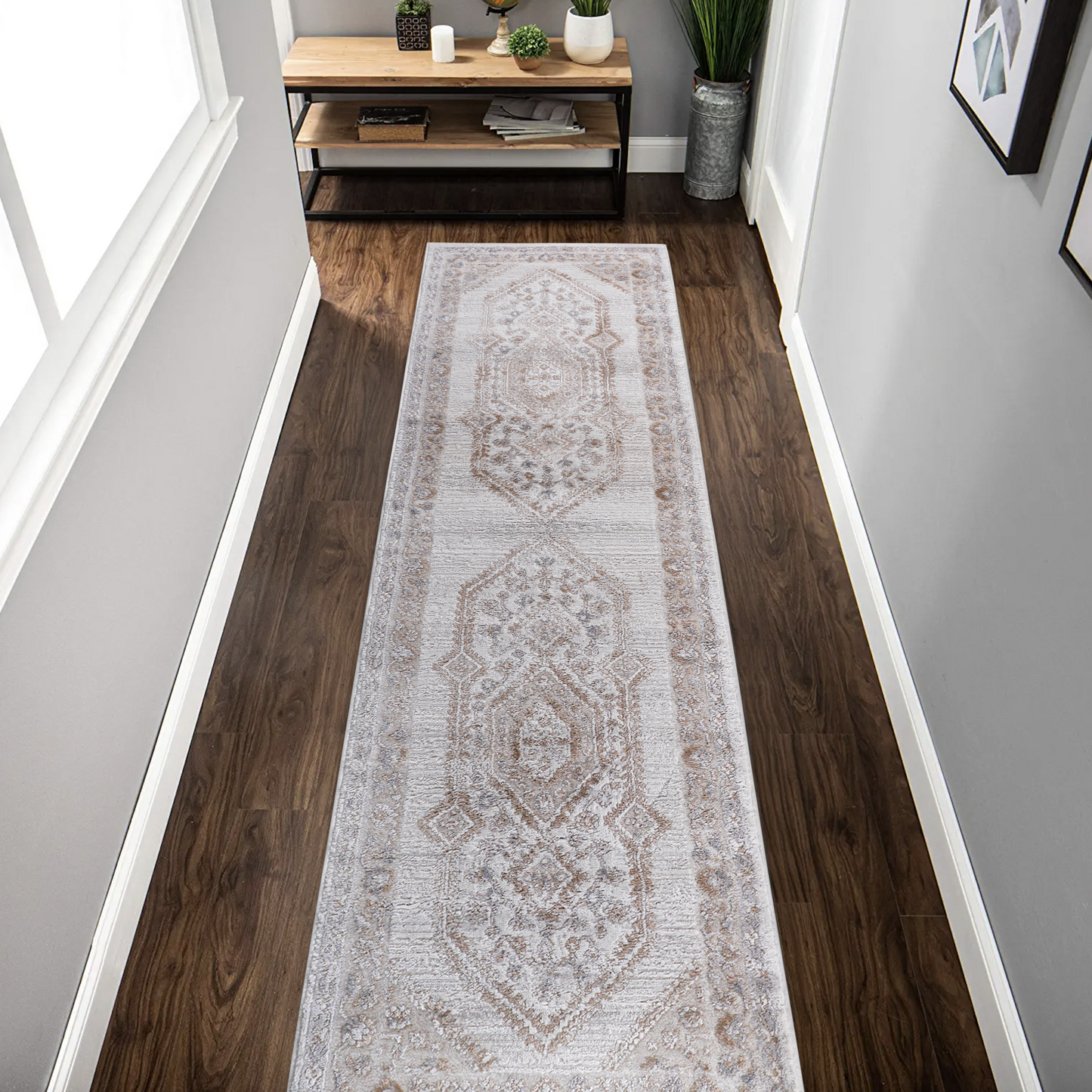 Marfi Collection Cream Ivory Bordered Area Rug