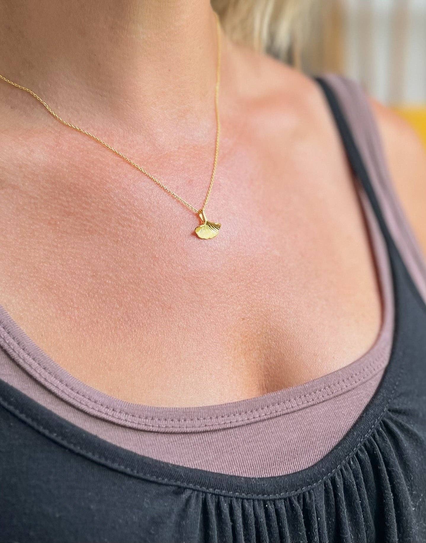 Gold Ginkgo Leaf Necklace