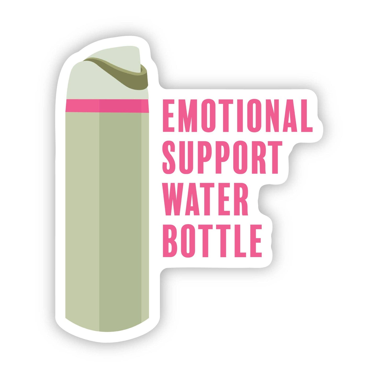 Emotional Support Water Bottle Pink & Green Sticker