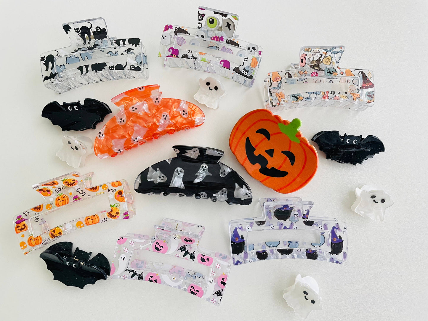 Mini Ghost and Bat Claw Clips