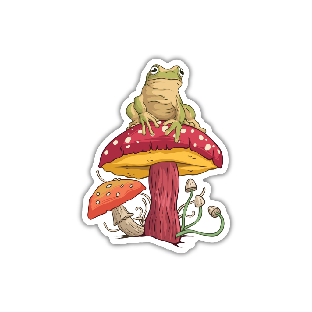 Frog and Mushrooms - Sticker