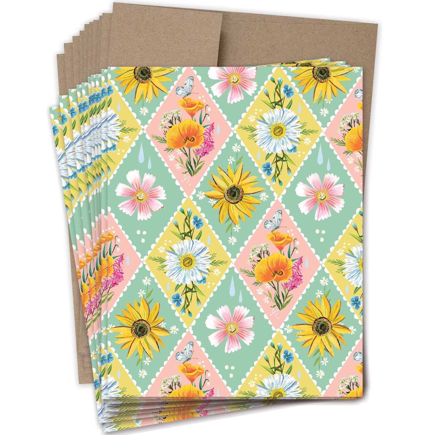 Diamond Pattern Boxed Notes - Set Of 10