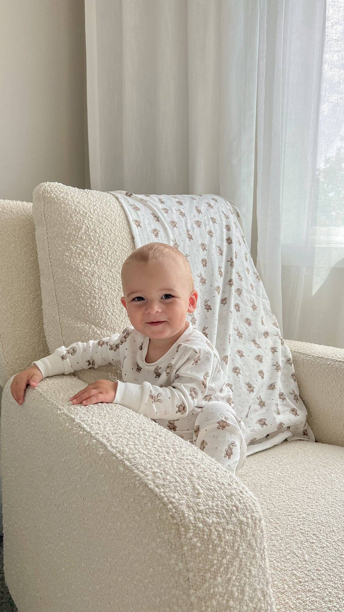 Kids' Organic L/Sleeve PJ Set in Bunny Shadow
