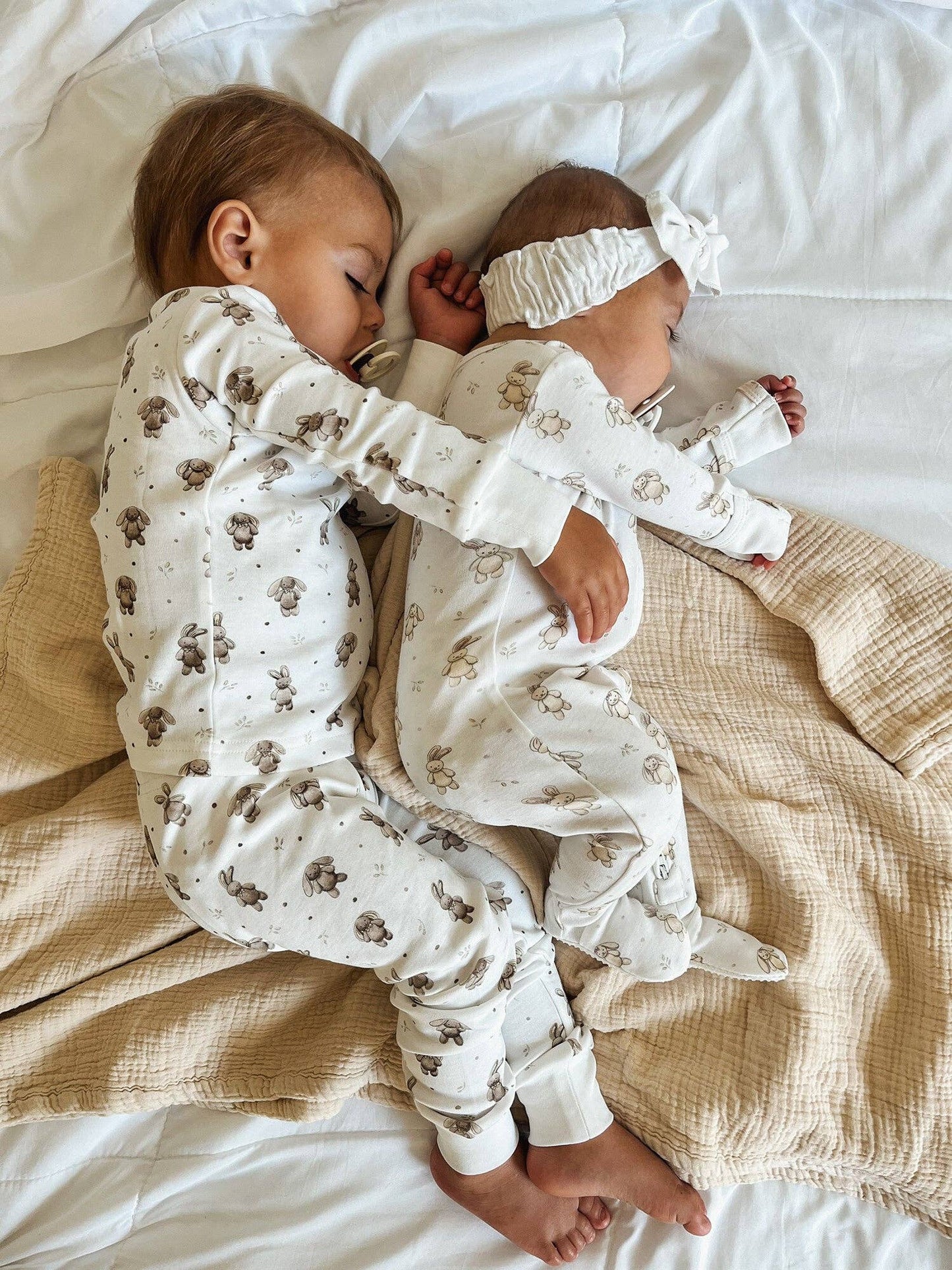 Kids' Organic L/Sleeve PJ Set in Bunny Shadow