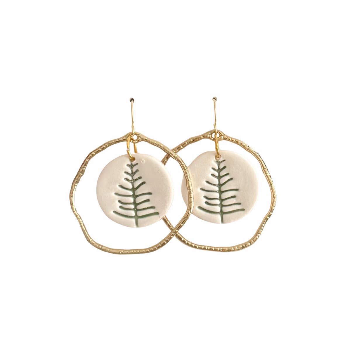 Evergreen Tree Circle Earrings | Winter, Christmas, Gifts