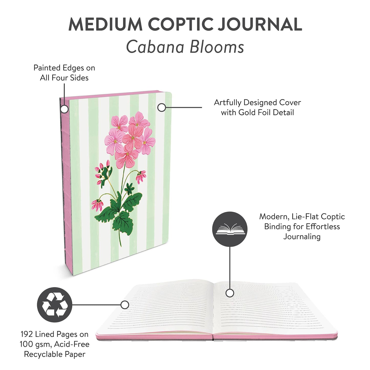 Cabana Blooms Medium Coptic-Bound Journal