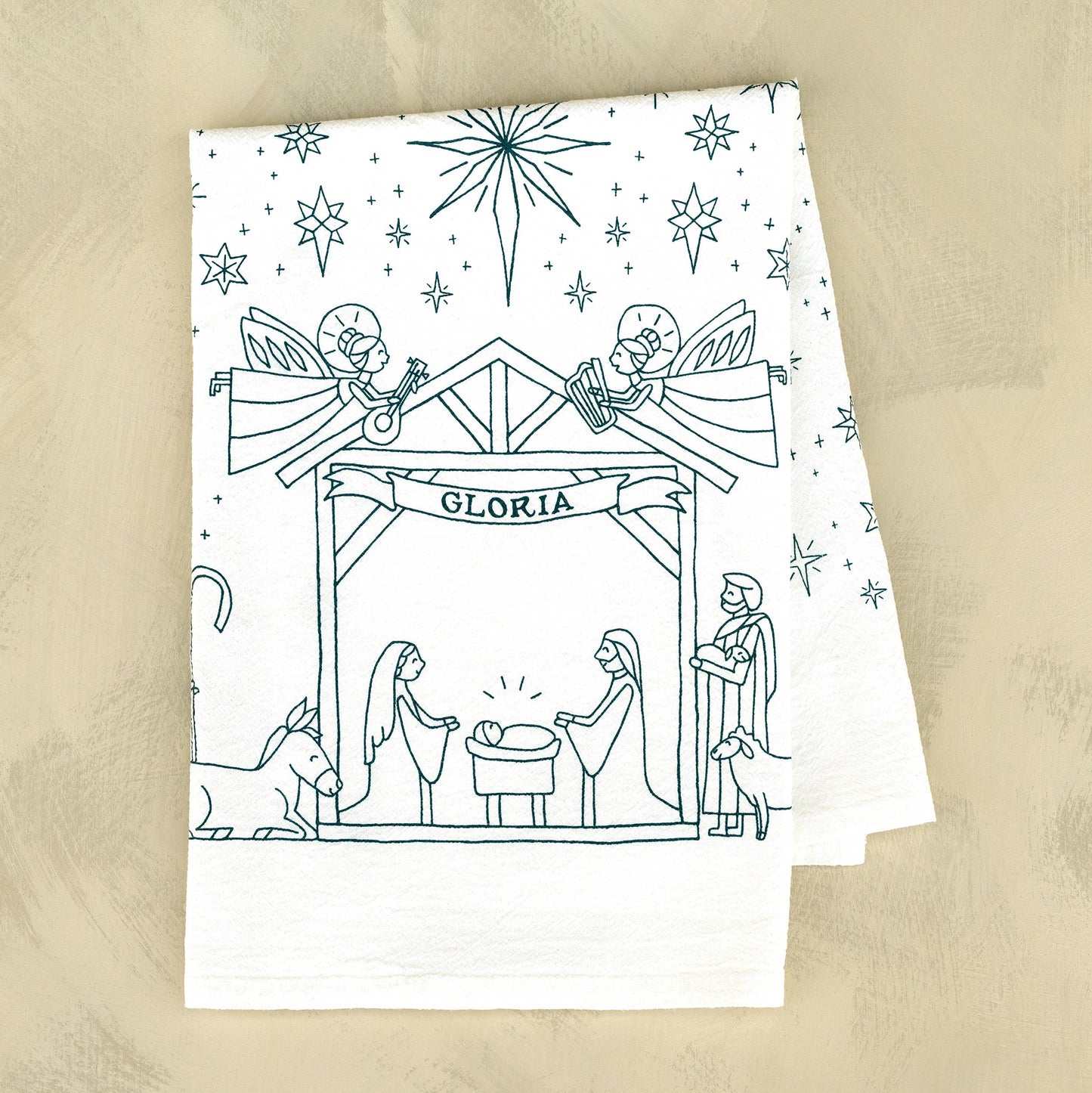 Nativity Christmas Tea Towel