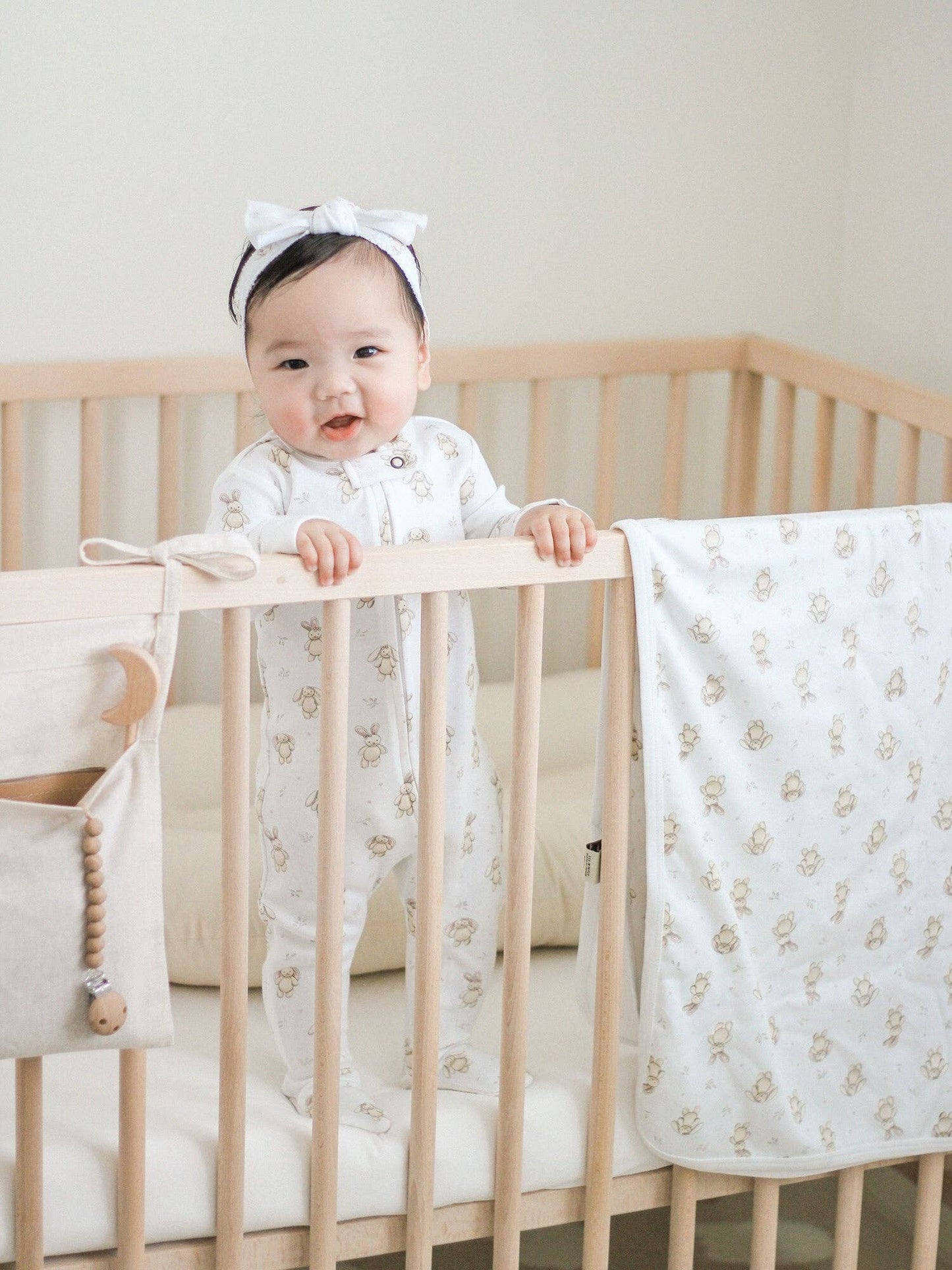 Organic 2-Way Zipper Footie in Bunny Biscuit