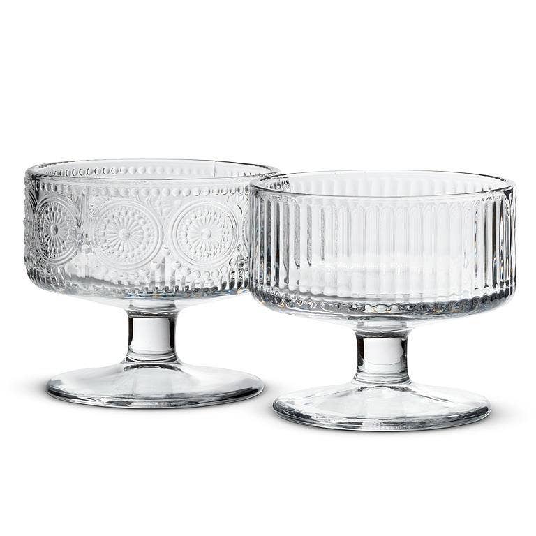 Embossed Circle Pedestal Small Bowl-3.5"D