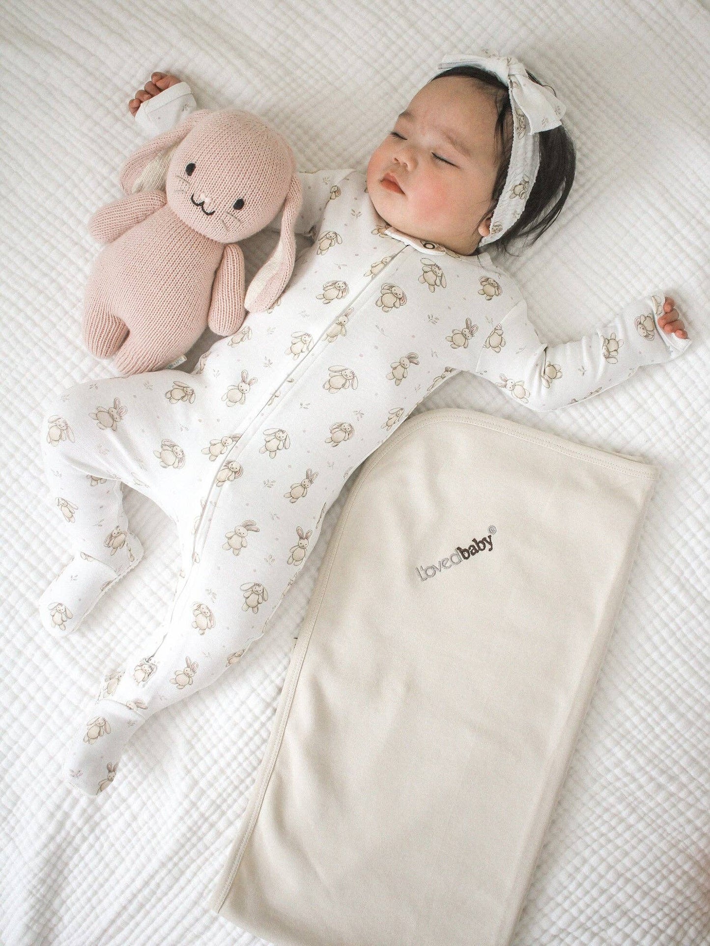 Organic 2-Way Zipper Footie in Bunny Biscuit