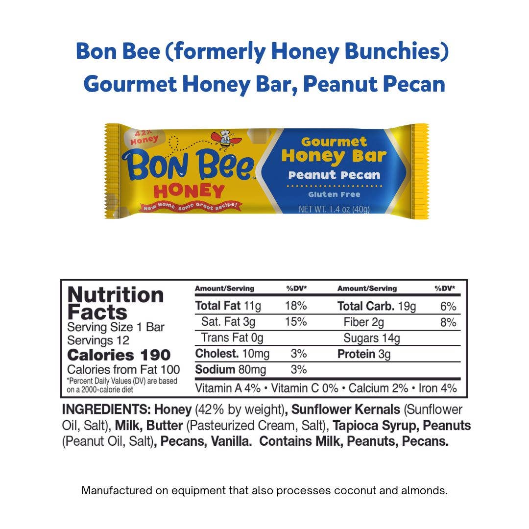 Bon Bee Gourmet Honey Bar, Peanut Pecan (Multi-Packs)