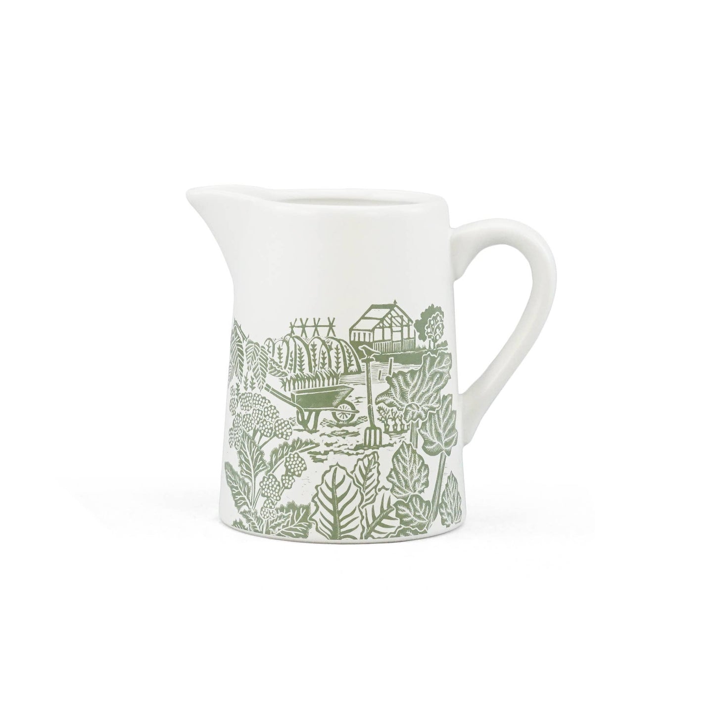 Ceramic Jug Pitcher Acorns Thistles Woodland Green