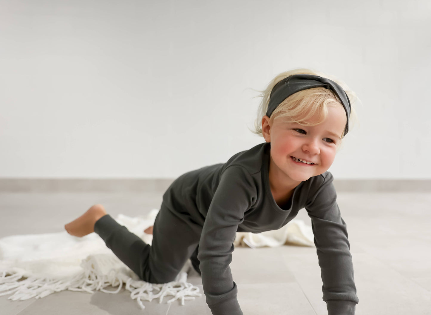 Organic Cotton Baby / Toddler Pajamas in Solid Charcoal