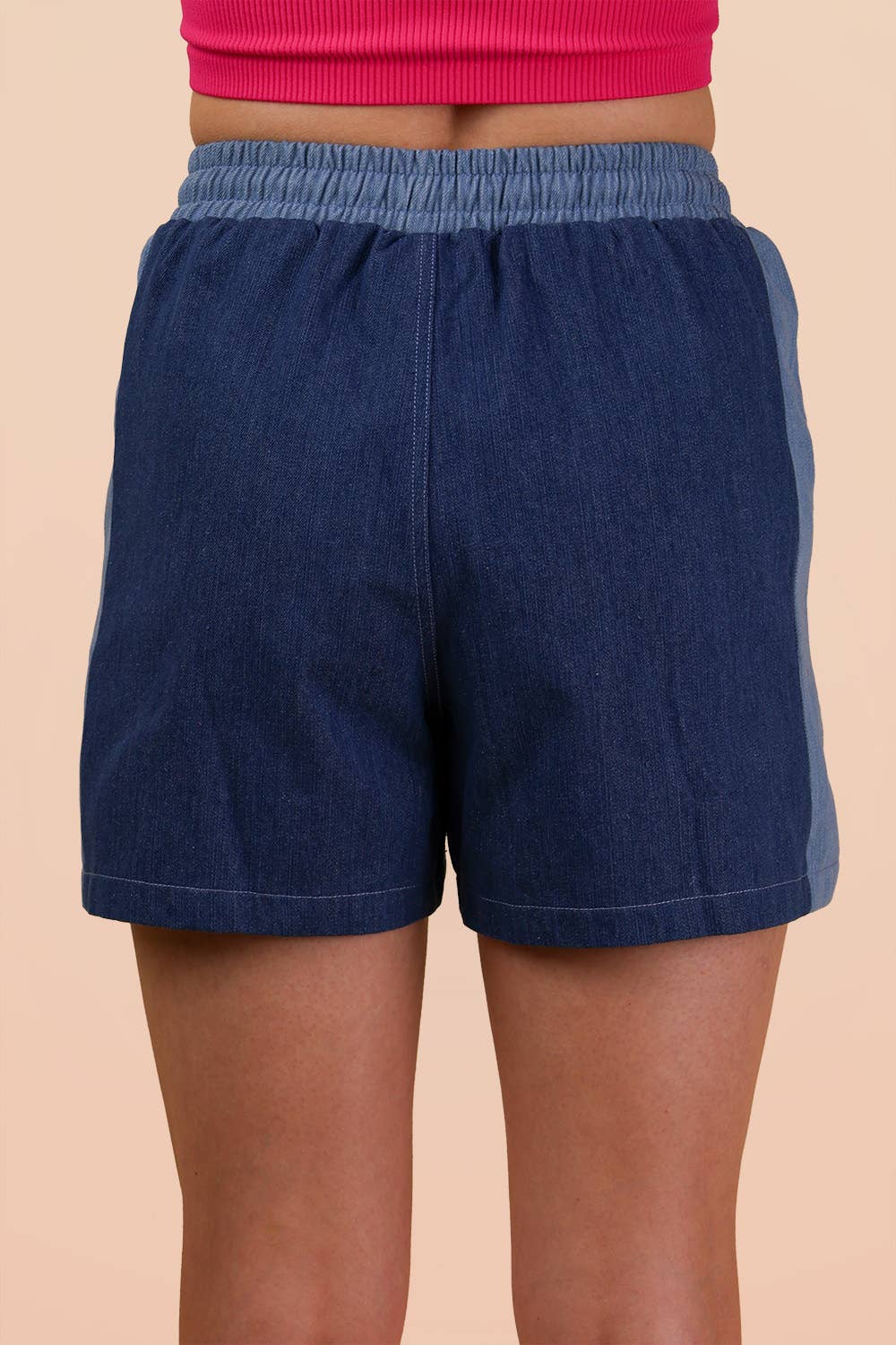 Denim-Terry Mix Casual Shorts