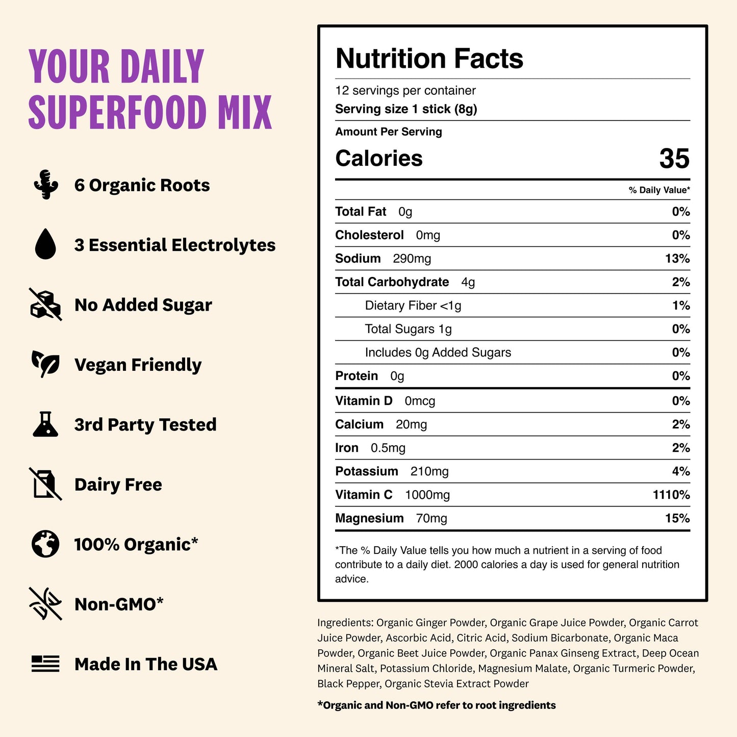 Immunity & Hydration Superfood Mix - Grape | 12 count