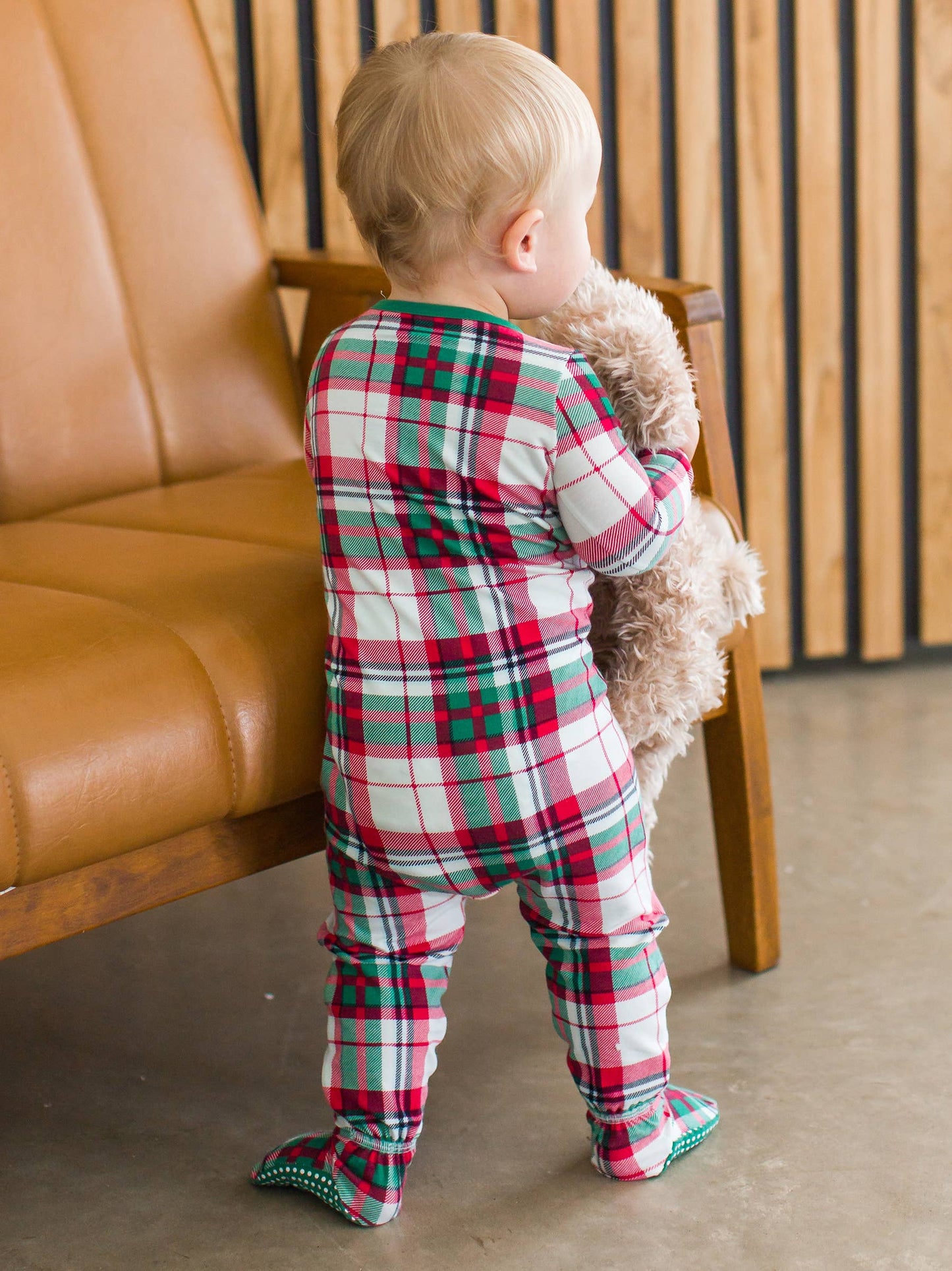 Baby Boys Dashing Dreams Plaid Modal Footed One Piece Pajama