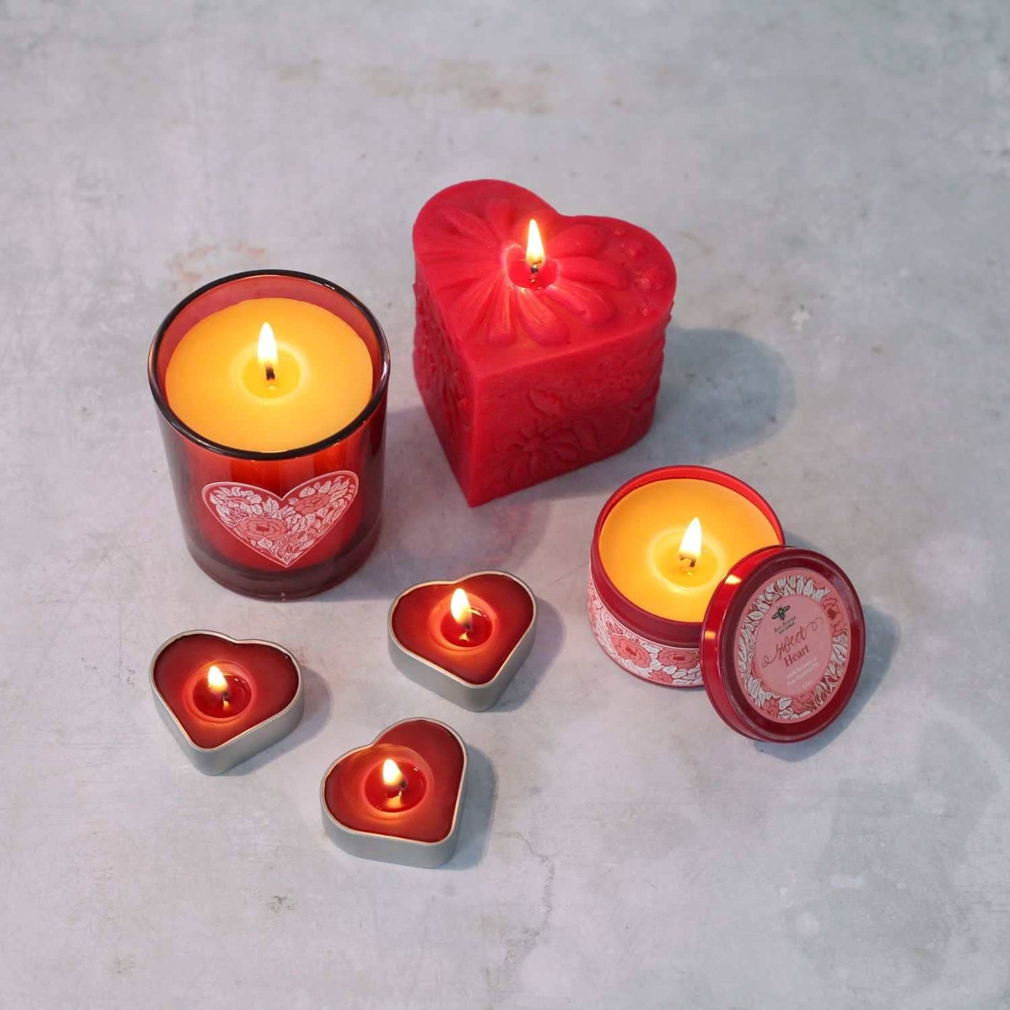 Glass Candles – Pure Beeswax – Sweet heart