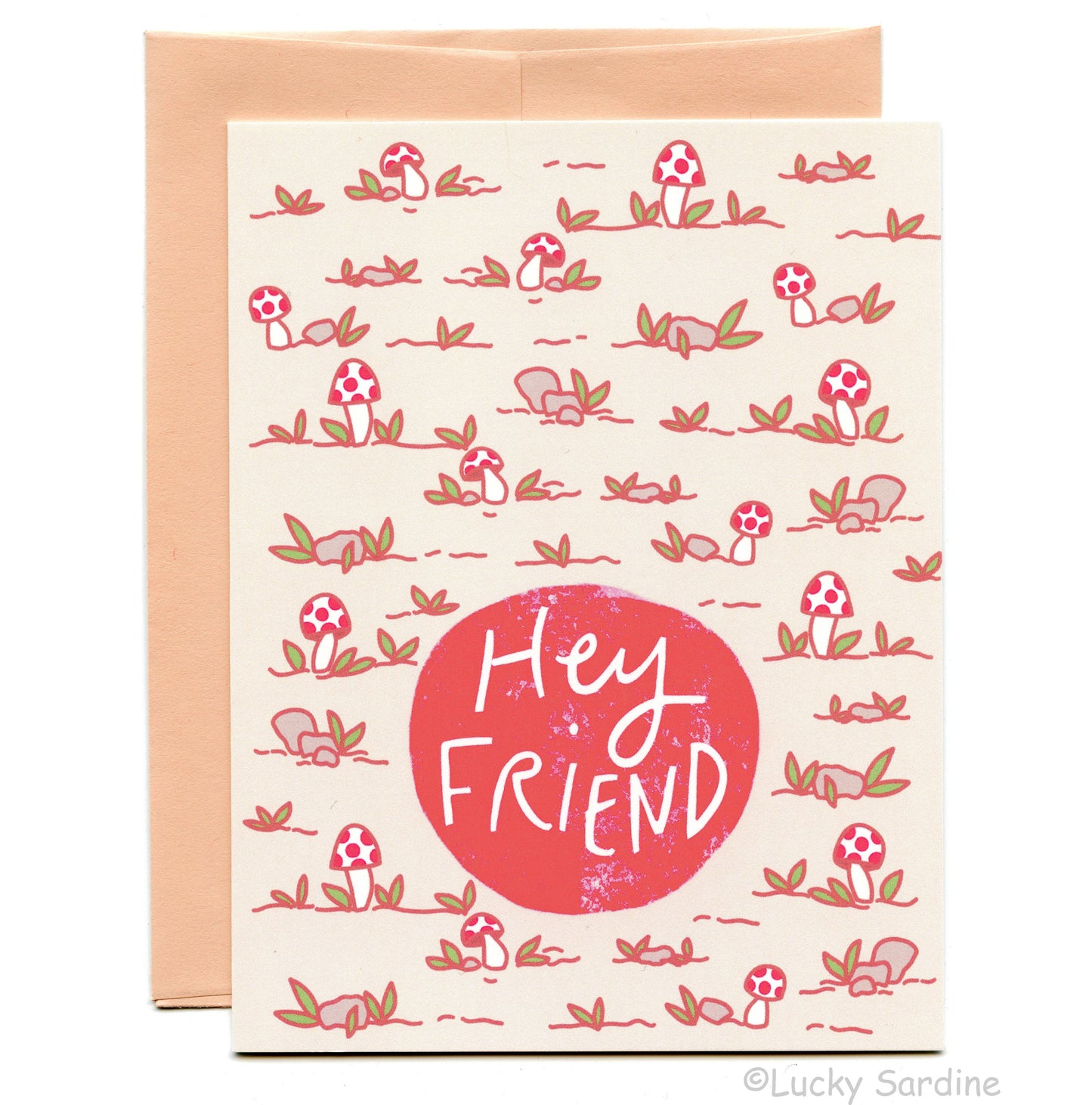 Mushroom, Toadstool Friendship Card- Hey Friend