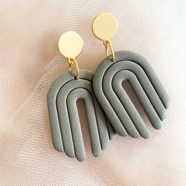The Remi Arch | Olive Green | Polymer Clay Earrings