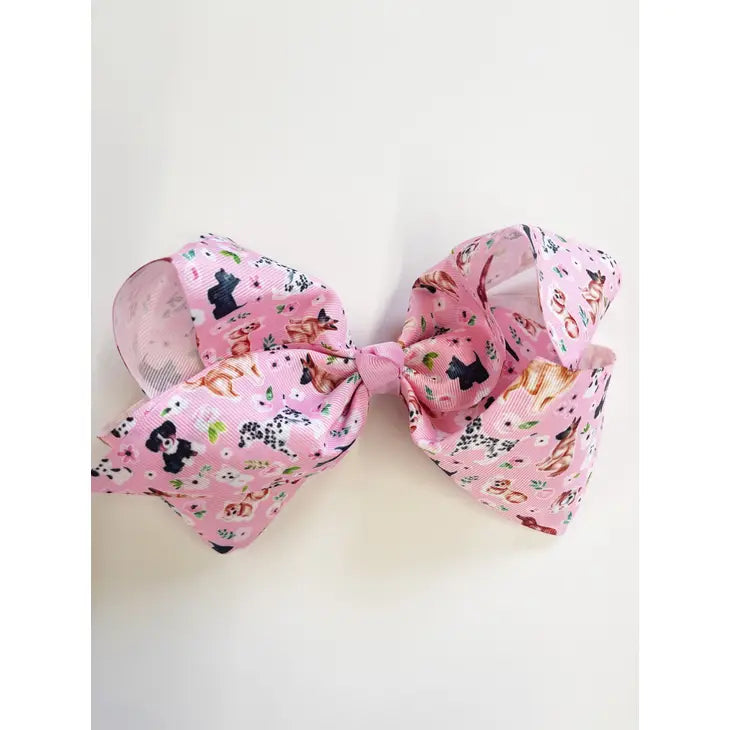 Pink Puppy Love 7" Grosgrain Hair Bow