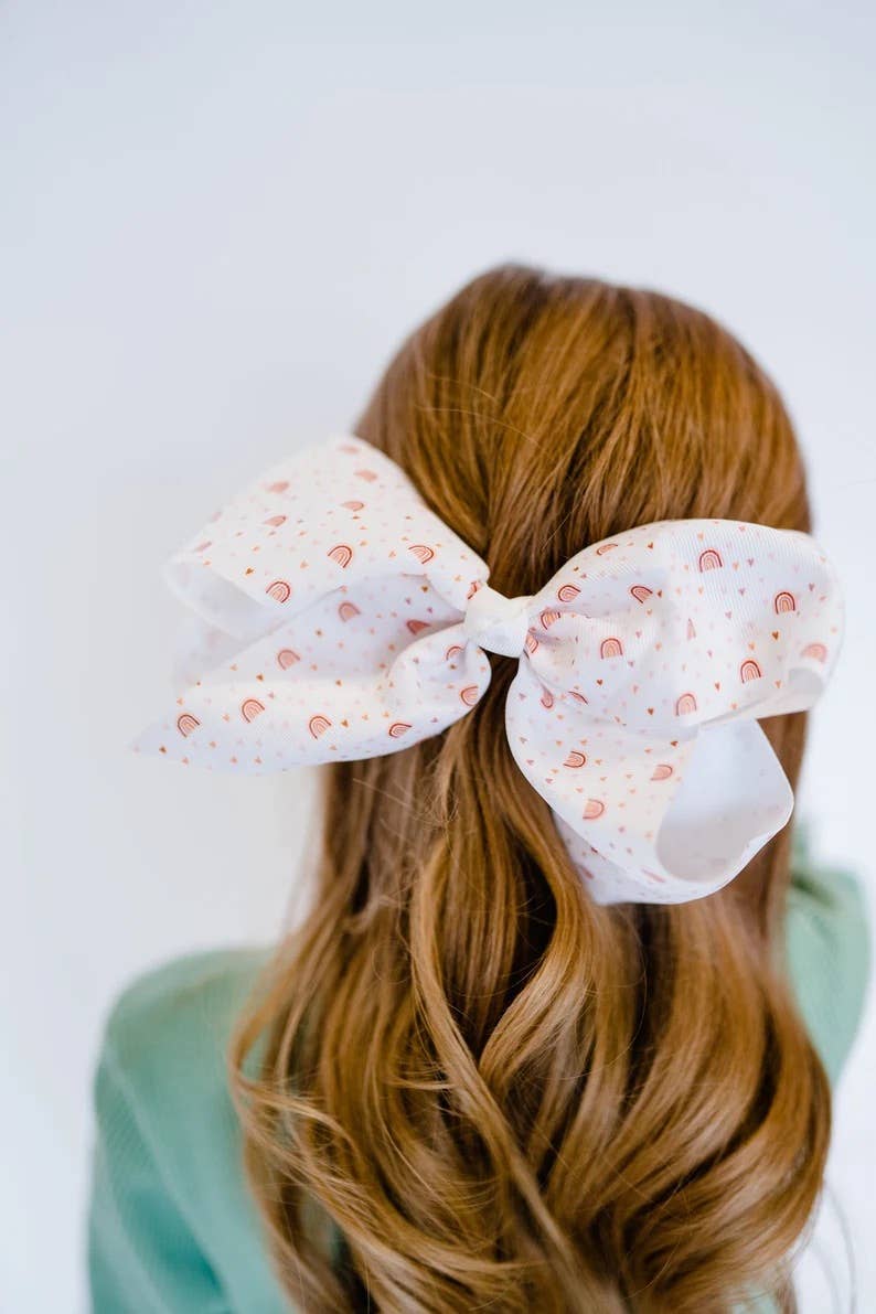 Little Neutral Rainbow 7” Grosgrain Hair Bow