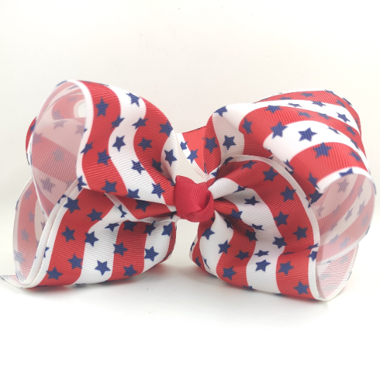 Stars and Stripes Patriotic 7” Pattern Grosgrain Bow