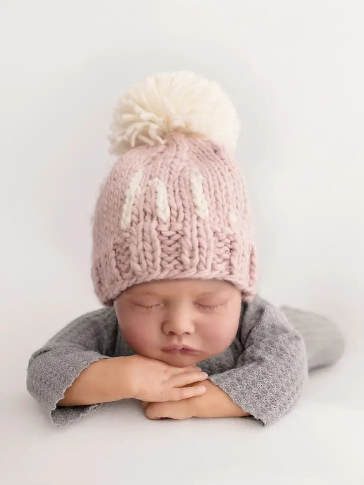 hi. Rosy Hand Knit Beanie Hat