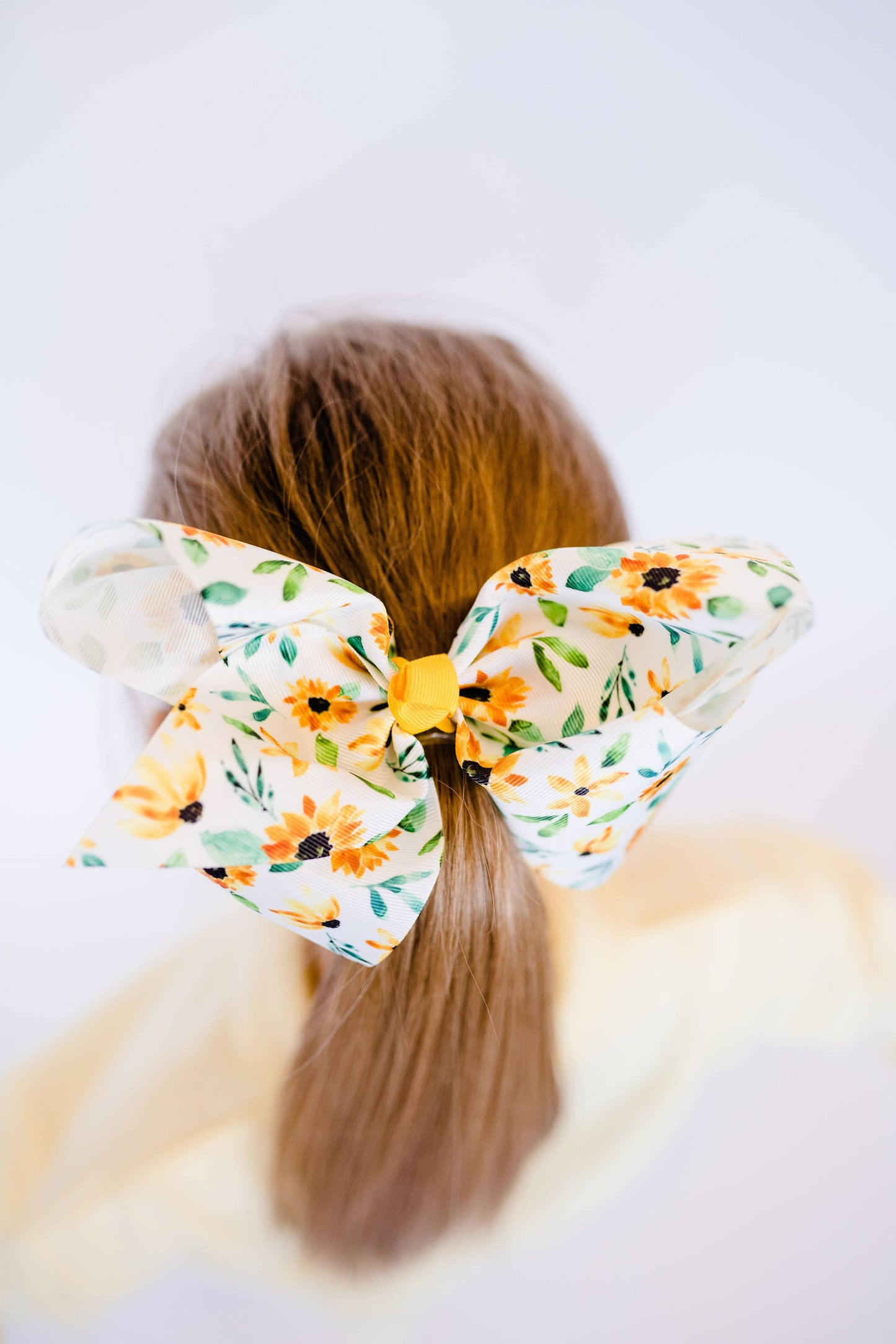 Watercolor Sunflowers 7" Grosgrain Hair Bow Clip