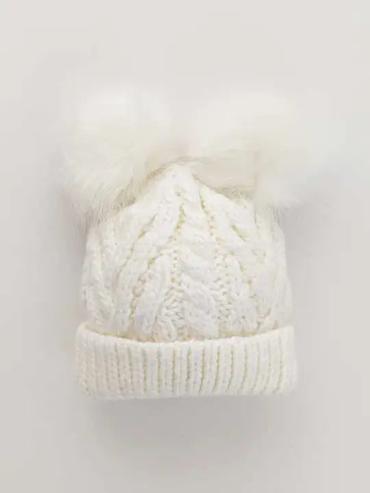 Winter White Fluffer Beanie Hat S (0-6 Months)