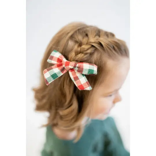 Holly Jolly Cotton Plaid Hair Bow
