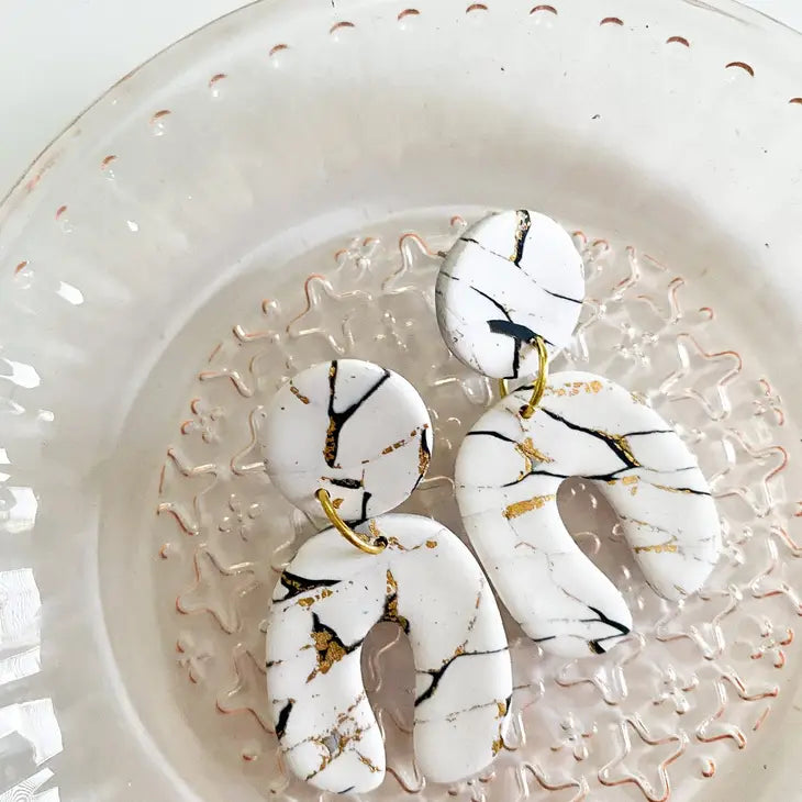 Mini Arches | Howlite | Polymer Clay Earrings